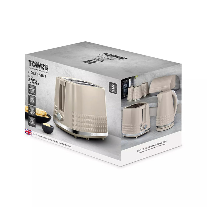 Tower Solitaire 2 Slice Toaster - Latte