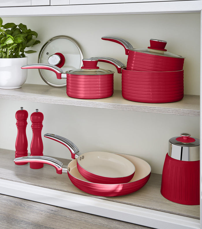 Swan Retro 5 Piece Pan Set Red Swan