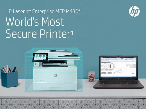 HP LaserJet Enterprise MFP M430f, Black and white, Printer for Business, Print, copy, scan, fax, 50-sheet ADF; Two-sided printing; Two-sided scanning; Front-facing USB printing; Compact Size; Energy Efficient; Strong Security