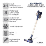 Tower VL45 Pro Pet Anti Tangle Cordless 3-in-1 Pole Vacuum