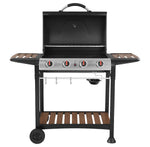 George Foreman GFGBBQ4BW 4 Burner Grill Gas BBQ - Black & Wood Effect