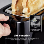 Tower Solitaire 2 Slice Toaster -Black