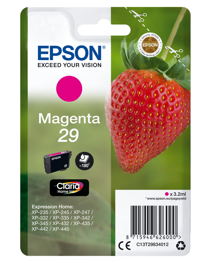 Epson Strawberry Singlepack Magenta 29 Claria Home Ink Epson