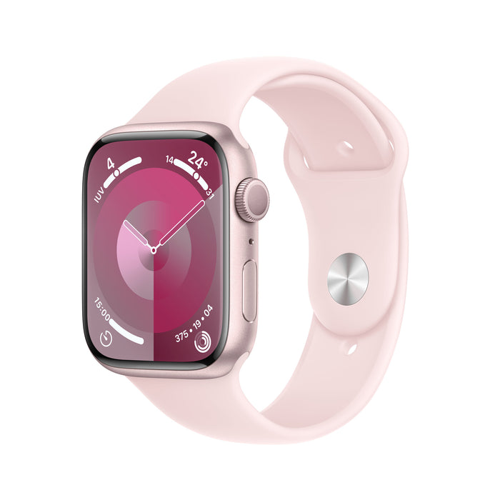 Apple Watch Series 9 GPS 45mm Pink Aluminium Case w/ Light Pink Sport Band - M/L