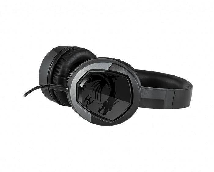 MSI IMMERSE GH30 V2 Gaming Headset Black with Iconic Dragon Logo, Wired Inline Audio with splitter accessory, 40mm Drivers, detachable Mic, easy foldable design MSI