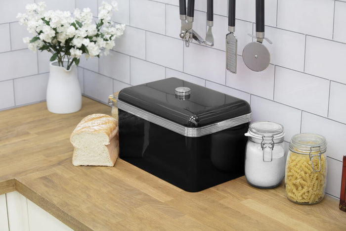 Swan Retro Bread Bin Black Swan