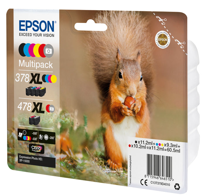 Epson Squirrel Multipack 6-colours 378XL / 478XL Claria Photo HD Ink Epson