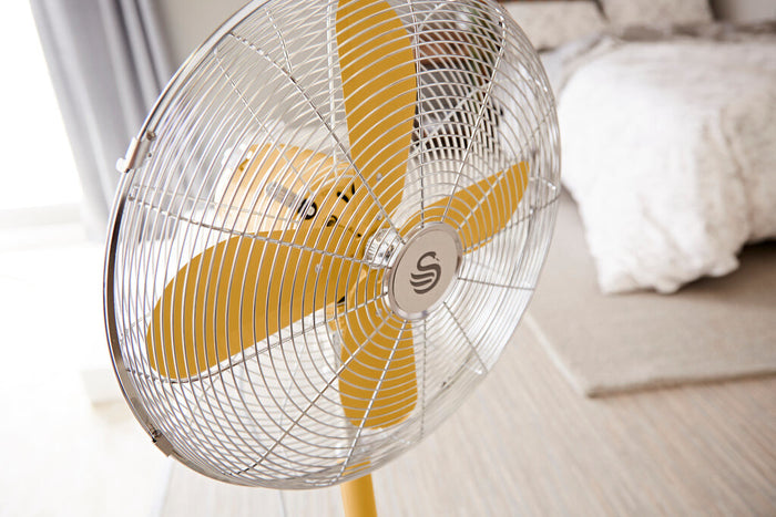 Swan 16 Retro Yellow Stand Fan Swan