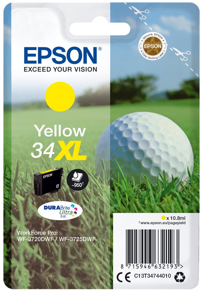 Epson Golf ball Singlepack Yellow 34XL DURABrite Ultra Ink Epson