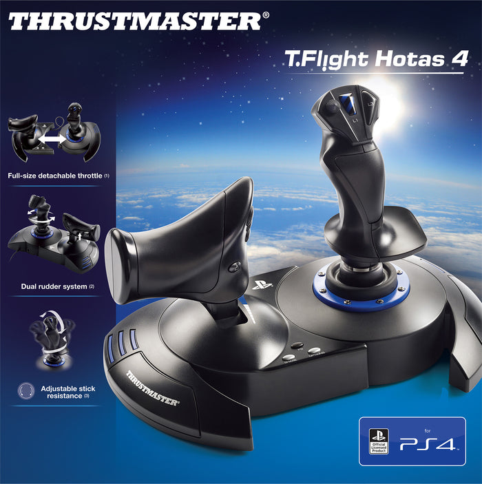 Thrustmaster T.Flight Hotas 4 Black, Blue USB 2.0 Joystick Digital PC, PlayStation 4