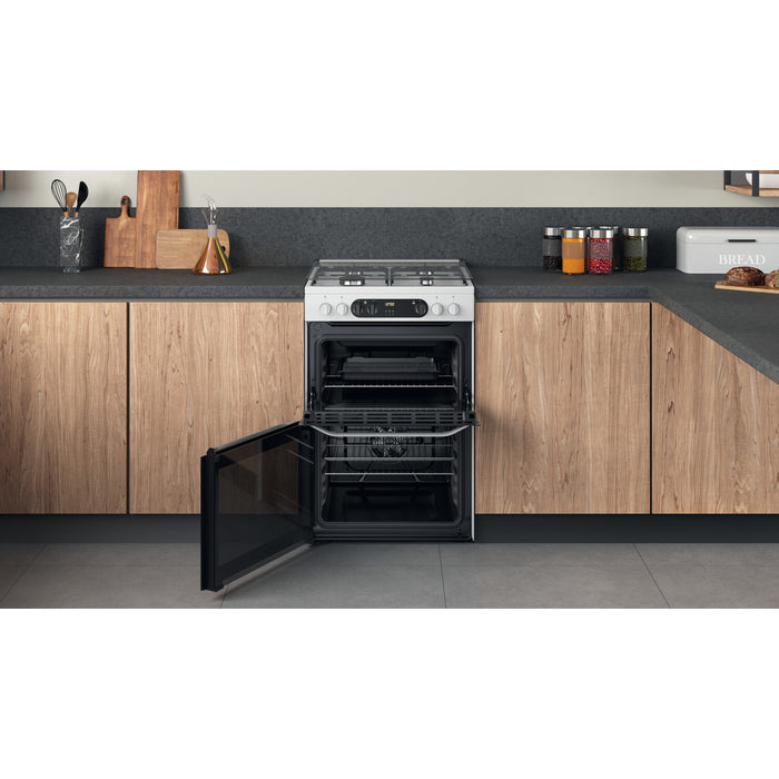 Hotpoint HDM67G9C2CW/UK cooker Freestanding cooker Electric Gas Black A