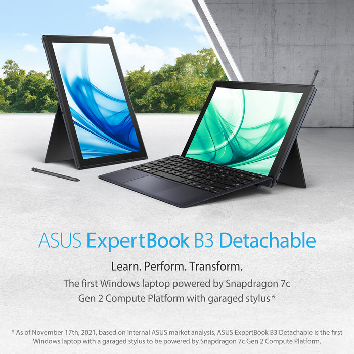ASUS ExpertBook B3 Detachable B3000DQ1A-HT0085X Hybrid (2-in-1) 26.7 cm (10.5) Touchscreen WUXGA Qualcomm Snapdragon 7c Gen 2 8 GB LPDDR4x-SDRAM 128 GB eMMC Wi-Fi 5 (802.11ac) Windows 11 Pro Black