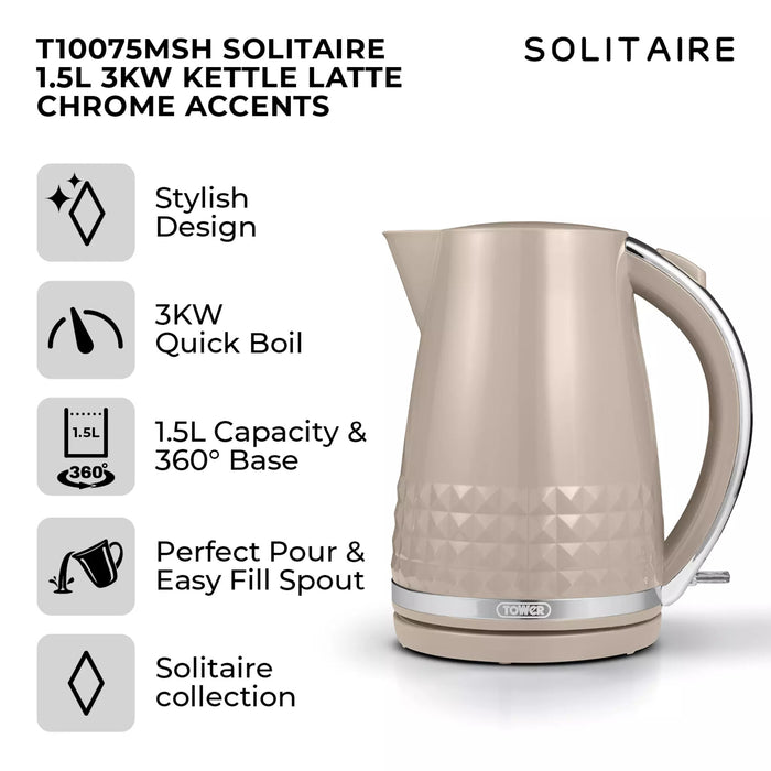 Tower Solitaire 1.5L 3KW Kettle - Latte