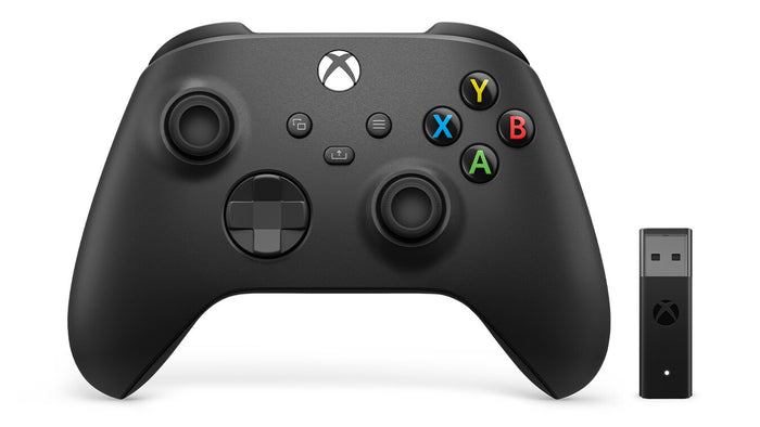 Microsoft Xbox Wireless Controller + Wireless Adapter for Windows 10 Black Gamepad PC, Xbox One, Xbox One S, Xbox One X, Xbox Series S, Xbox Series X Microsoft