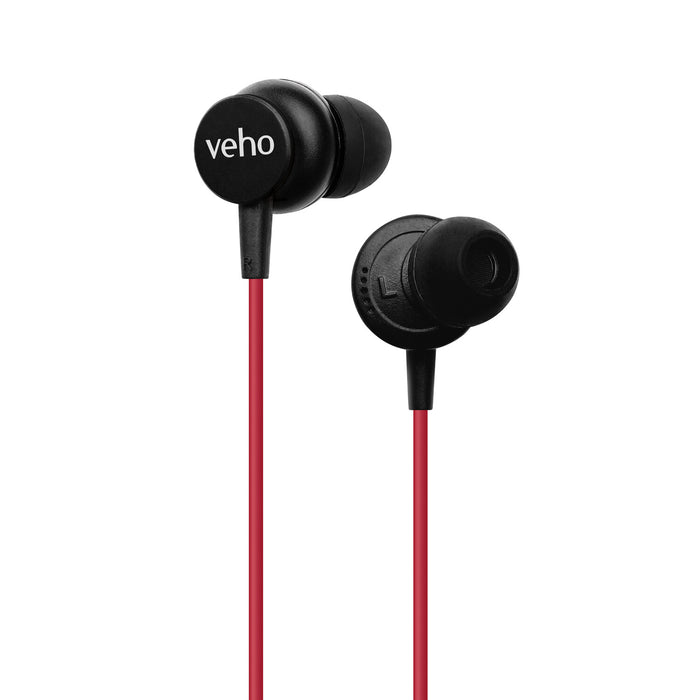 Veho Z-3 In-Ear Stereo Headphones with Built-in Microphone and Remote Control – Red (VEP-105-Z3-R) Veho