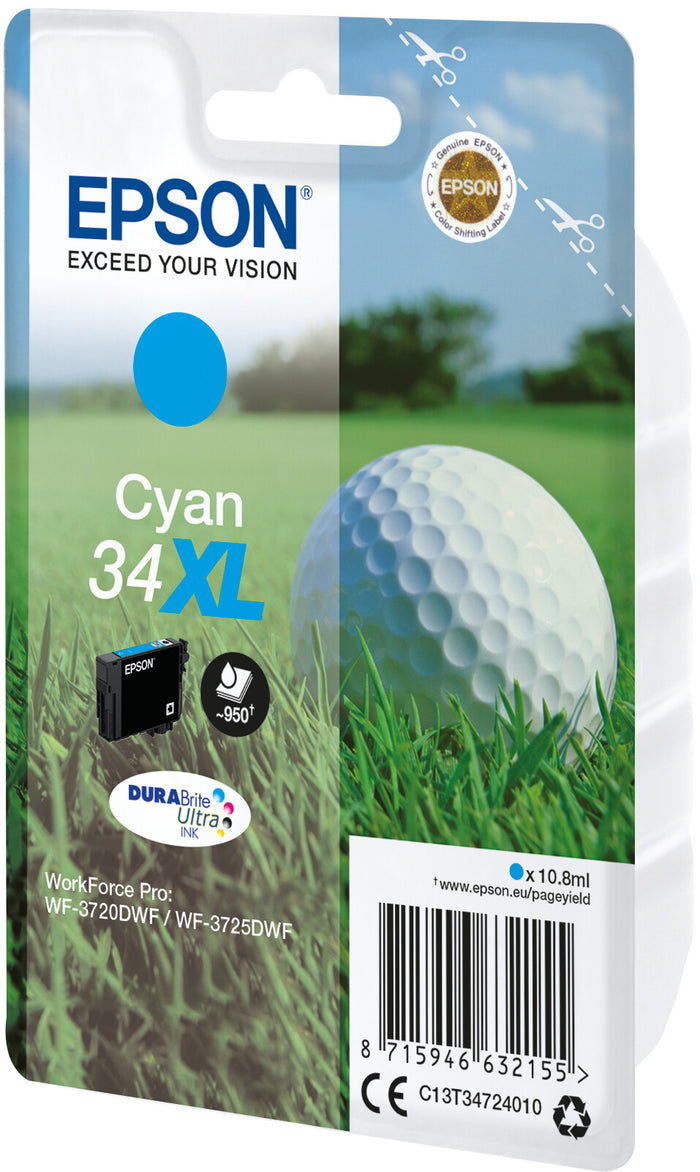 Epson Golf ball Singlepack Cyan 34XL DURABrite Ultra Ink Epson