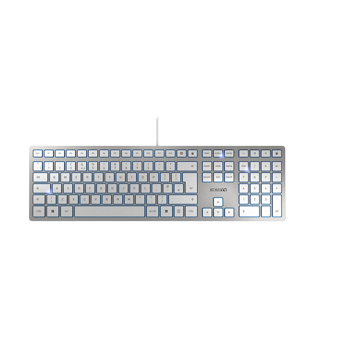 CHERRY KC 6000 SLIM Corded Keyboard, Silver/White, USB (QWERTY - UK)
