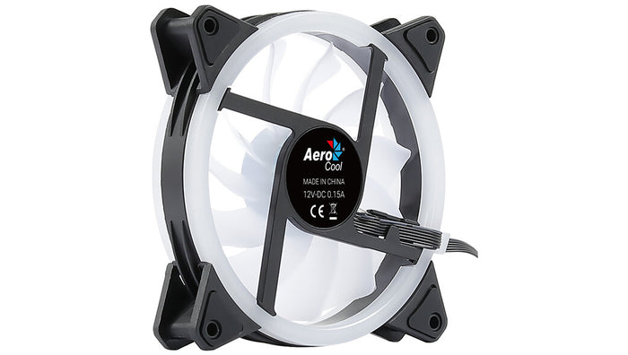 Aerocool DUO12 PC Fan 12cm ARGB LED Dual Ring Antivibration 6 Pins Black Aerocool