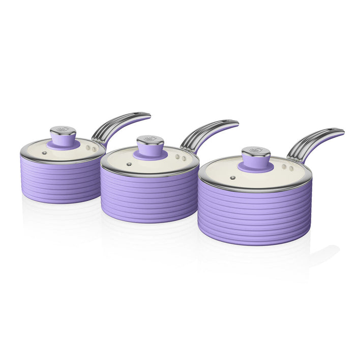 Swan Retro 3 Piece Saucepan Set Swan