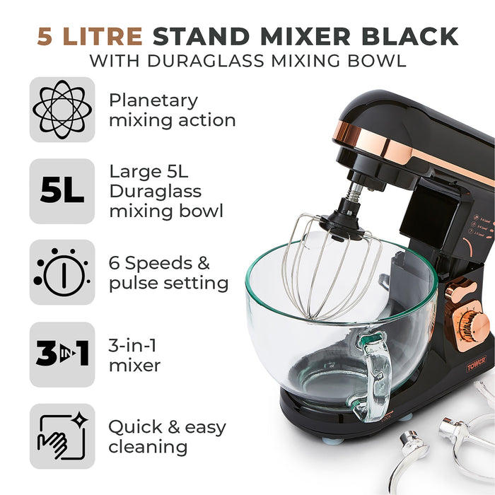 Tower T12066RG mixer Stand mixer 1000 W Black Tower