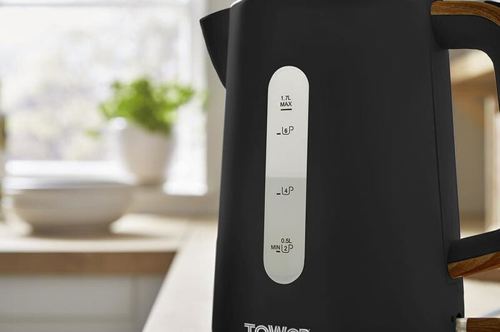 Tower Scandi electric kettle 1.7 L 3000 W Black, Wood Tower