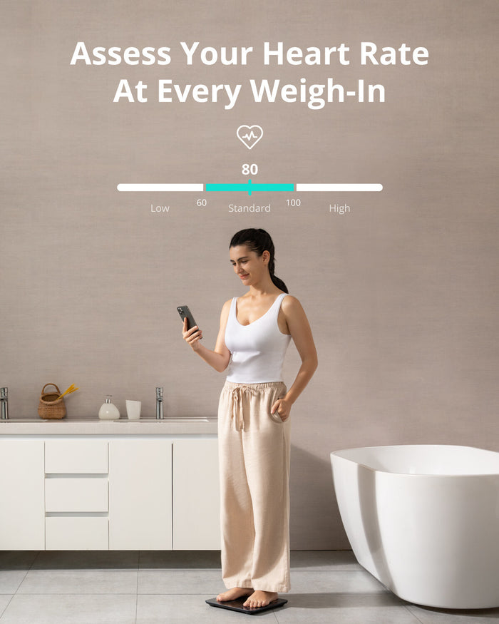 Eufy Smart Scale P2 Pro, Digital Bathroom Scale, Wi - Fi, Bluetooth, IPX5 Waterproof, ITO, 3D Model, 16 Measurements include Weight, Heart Rate, Body Fat, BMI, Muscle Mass, and Bone Mass