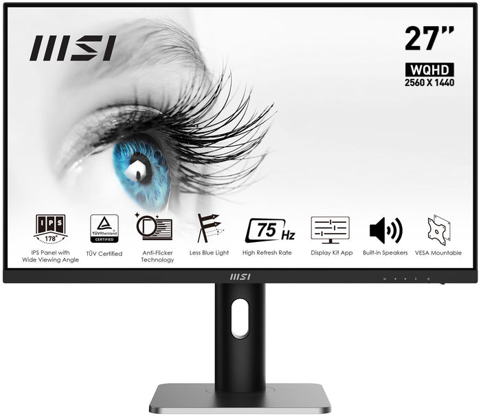 MSI Pro MP273QP computer monitor 68.6 cm (27) 2560 x 1440 pixels Wide Quad HD LED Black, Silver
