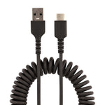 StarTech.com 1m USB A to C Charging Cable, Coiled Heavy Duty Fast Charge & Sync, High Quality USB 2.0 A to USB Type-C Cable, Rugged Aramid Fiber, Durable Male to Male USB Cable