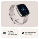 Fitbit Sense 2 Smart Watch - Lunar White/Platinum