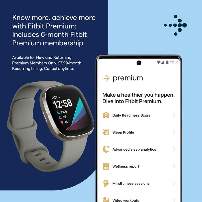 Fitbit Sense Smart Watch - Sage Grey/Silver Fitbit