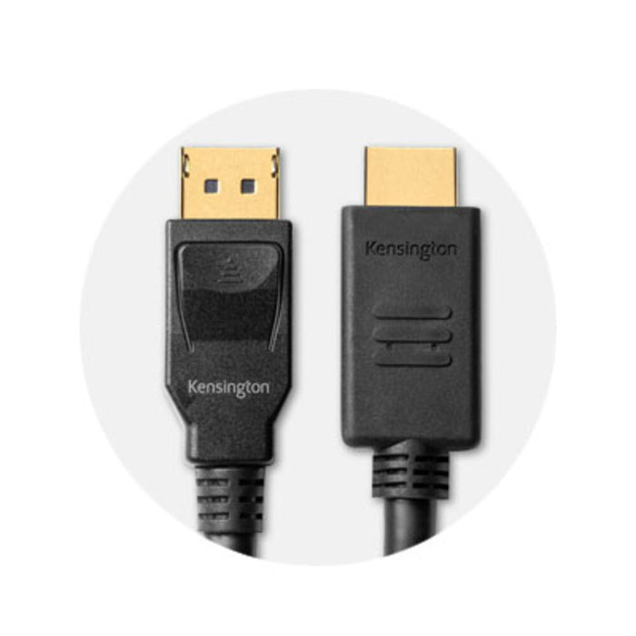 Kensington DisplayPort 1.2 (M) to HDMI (M) passive unidirectional cable, 1.8m (6ft)