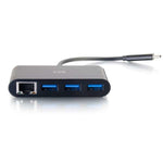 C2G USB C Ethernet and 3-Port USB Hub - Black - Hub - 3 Ports