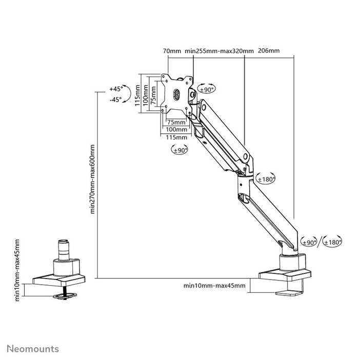 Neomounts desk monitor arm for curved screens