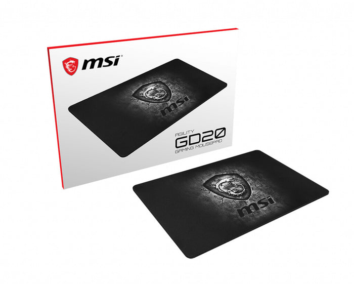 MSI AGILITY GD20 Pro Gaming Mousepad 320mm x 220mm, Pro Gamer ultra-smooth textile surface, Iconic Dragon design, Anti-slip and shock-absorbing rubber base