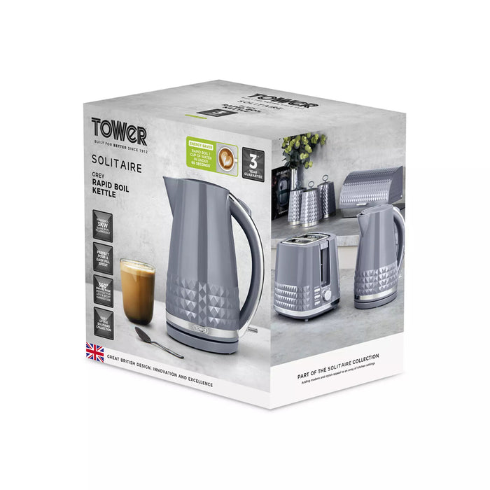 Tower Solitaire 1.5L 3KW Kettle - Grey