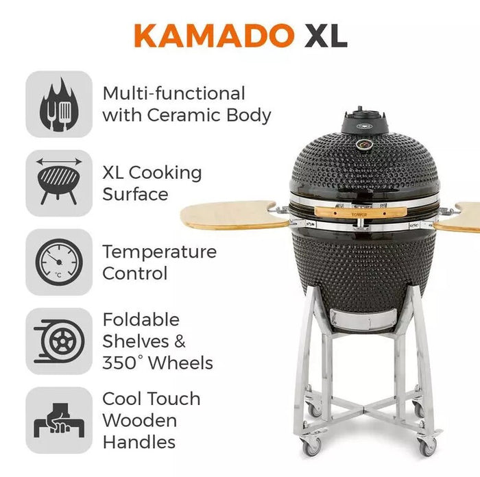Tower Kamado XL Barbecue Barrel Charcoal (fuel) Black