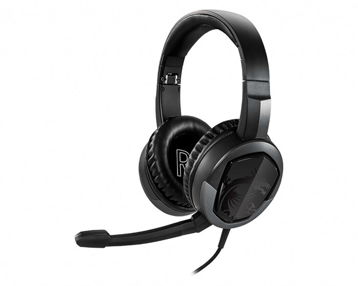 MSI IMMERSE GH30 V2 Gaming Headset Black with Iconic Dragon Logo, Wired Inline Audio with splitter accessory, 40mm Drivers, detachable Mic, easy foldable design MSI