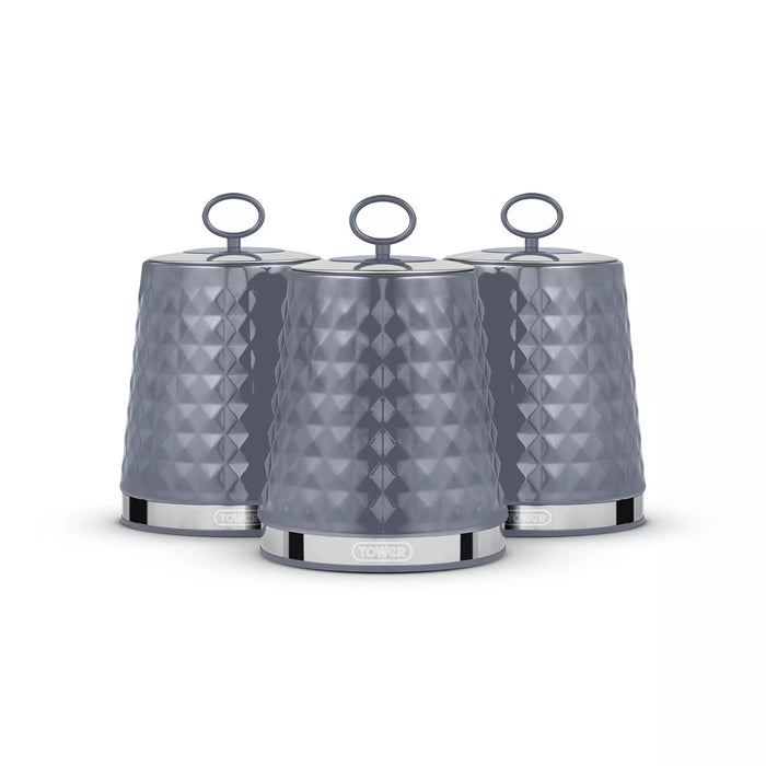 Tower Solitaire Set of 3 Canisters - Grey