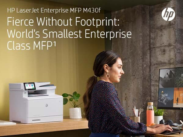 HP LaserJet Enterprise MFP M430f, Black and white, Printer for Business, Print, copy, scan, fax, 50-sheet ADF; Two-sided printing; Two-sided scanning; Front-facing USB printing; Compact Size; Energy Efficient; Strong Security